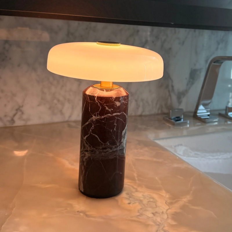 Decor Lighting Uk - Luxury Glass Marble Rechargable Table Light