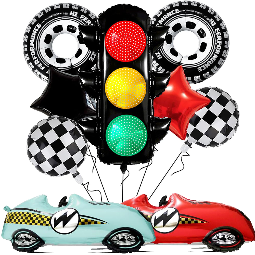 Lighting Mcqueen Birthday Decor - Race Car Party Decorations Foil Traffic
