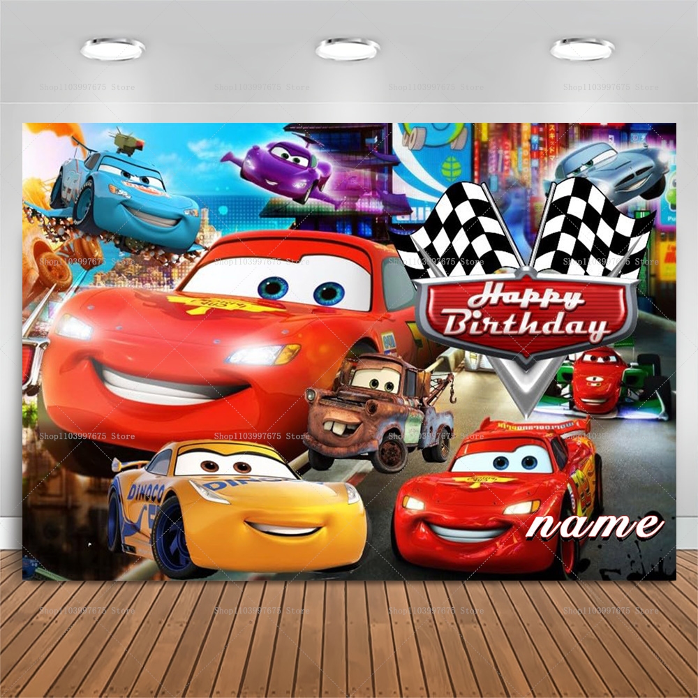 Lighting Mcqueen Birthday Decor - Lightning McQueen Backdrops Children's Birthday Party