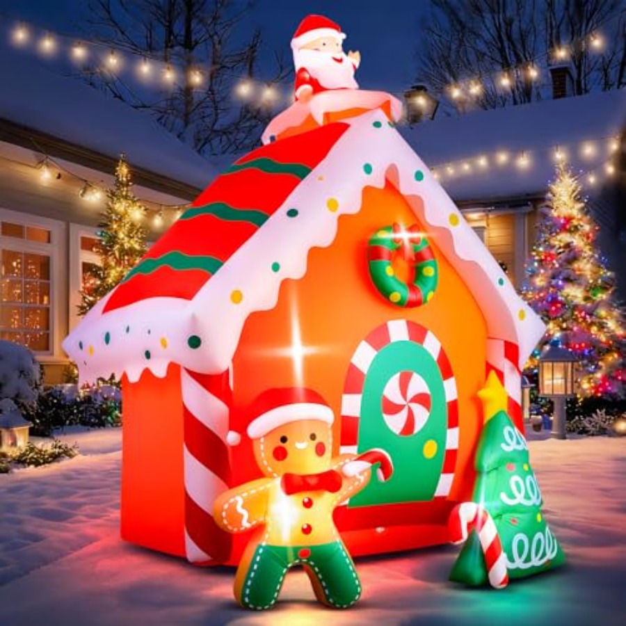 Lighting Decor House - 7.5 FT Tall Christmas Inflatables Gingerbread
