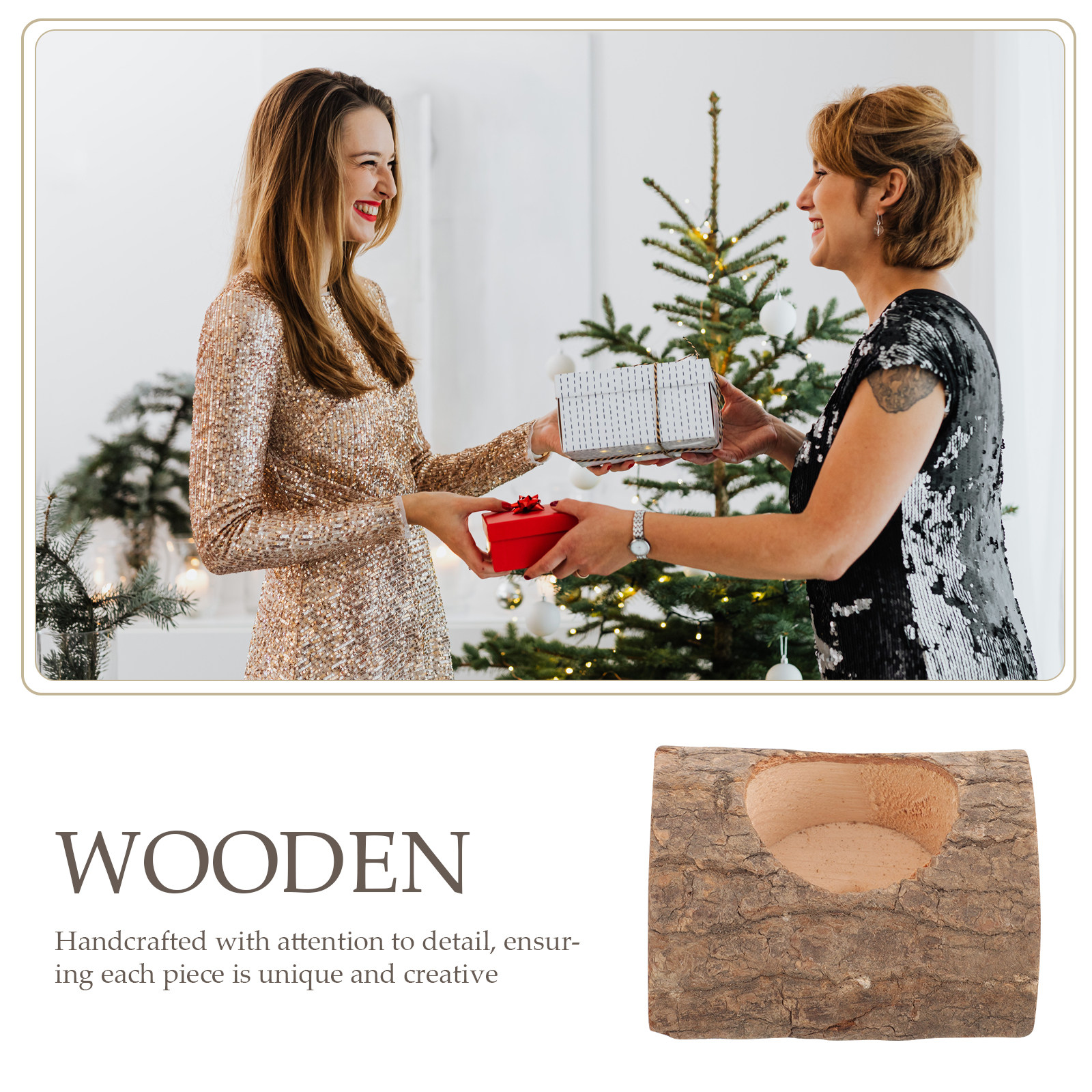 2Pcs Tree Bark Wood Holder Rus - Lighting Tree Decor avis et prix