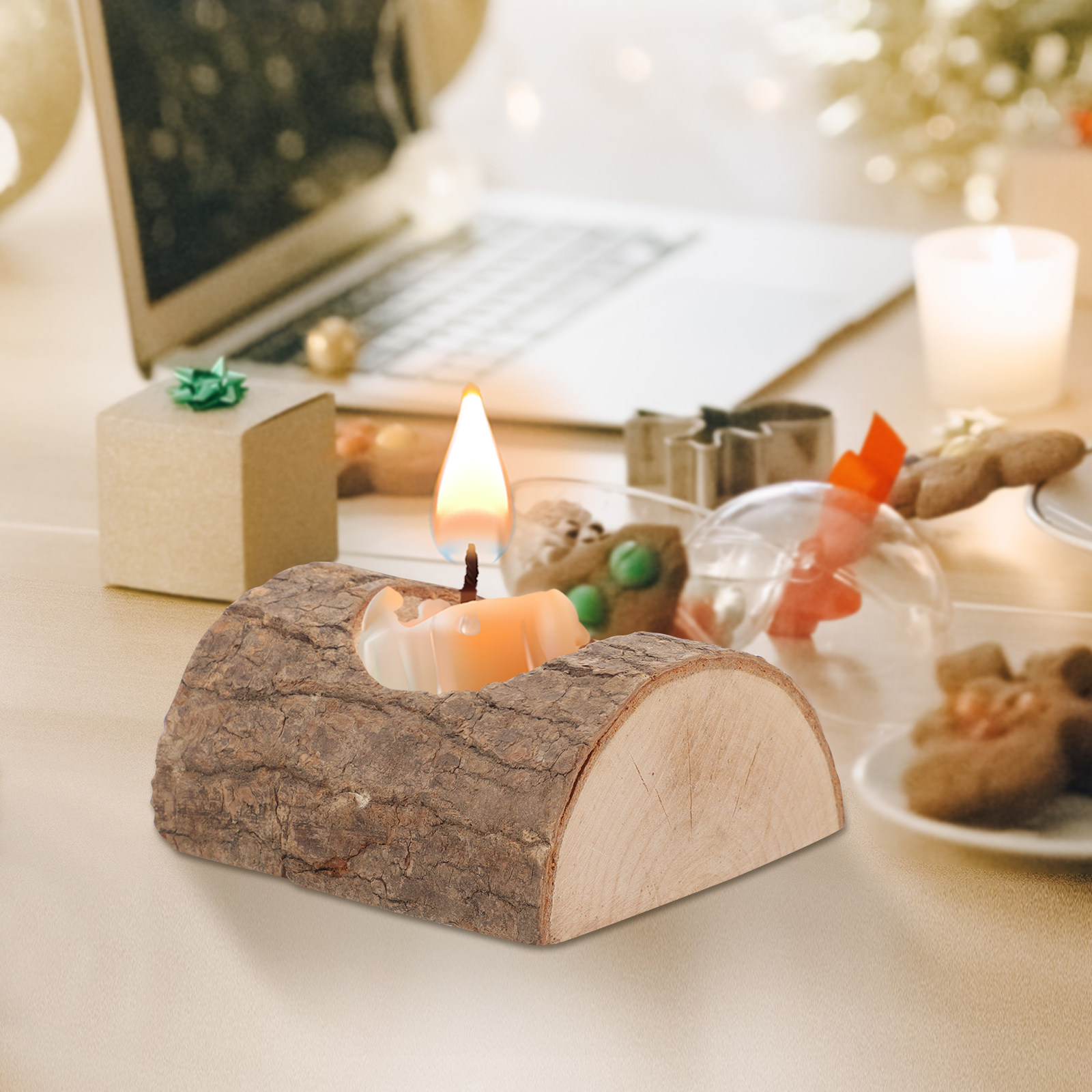 2Pcs Tree Bark Wood Holder Rus - Lighting Tree Decor avis et prix