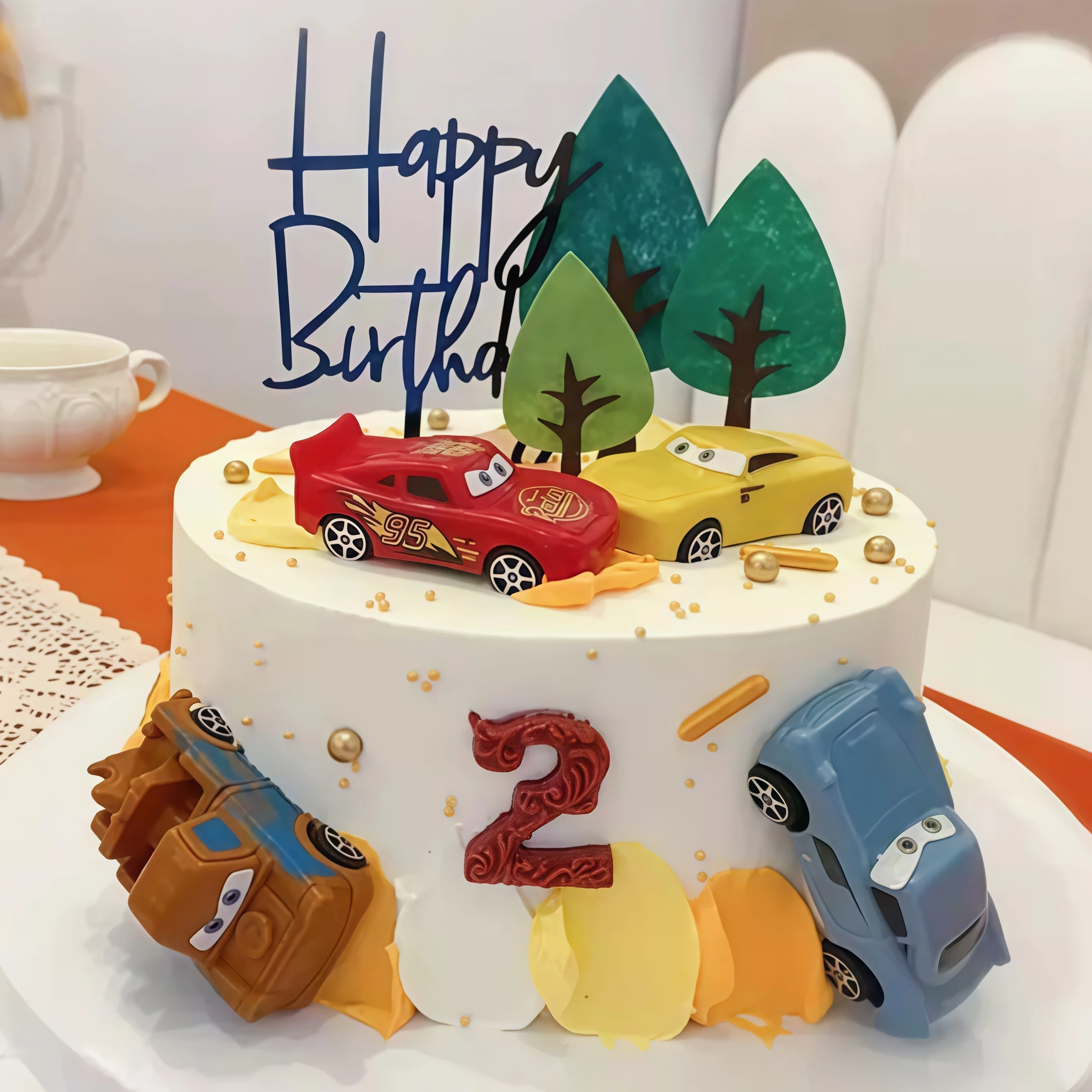 4pcs Lightning Cars Happy Birt - Lighting Mcqueen Birthday Decor avis et prix
