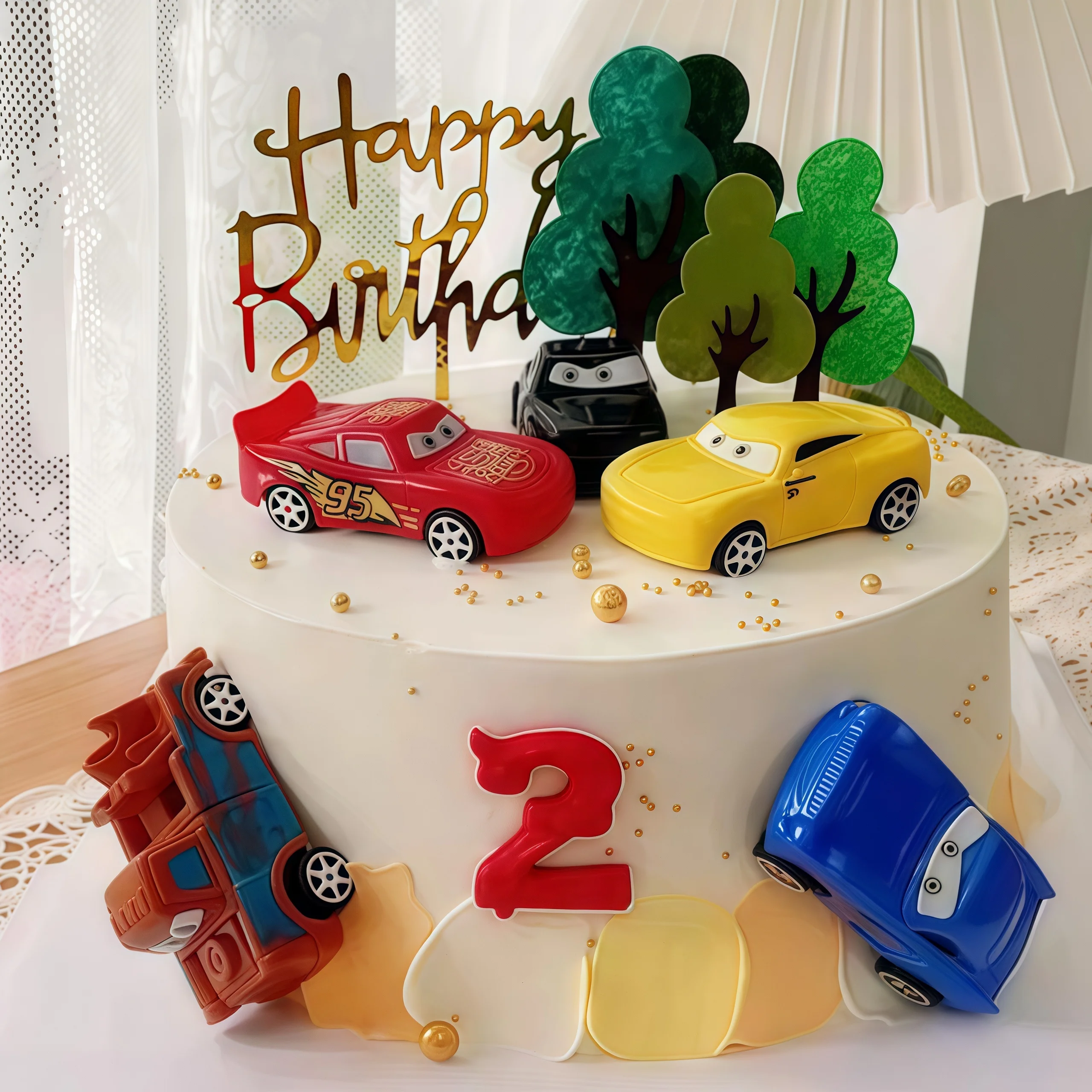4pcs Lightning Cars Happy Birt - Lighting Mcqueen Birthday Decor avis et prix