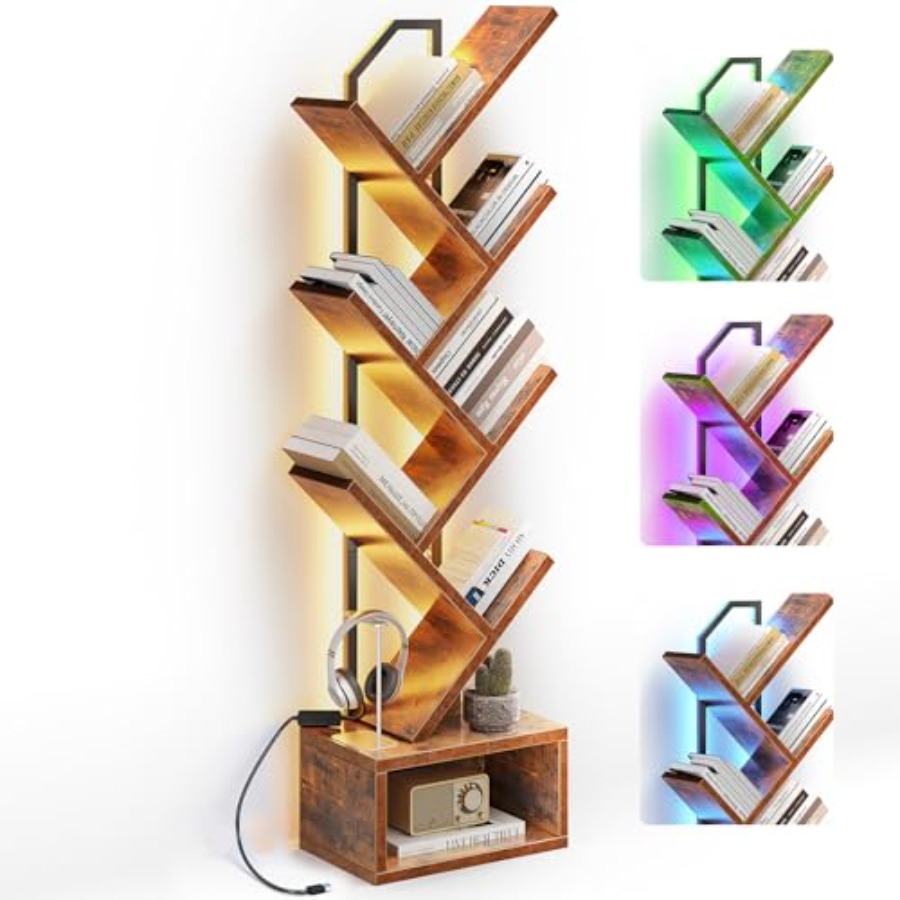Tree Bookshelf with LED Lights - Lighting Tree Decor avis et prix