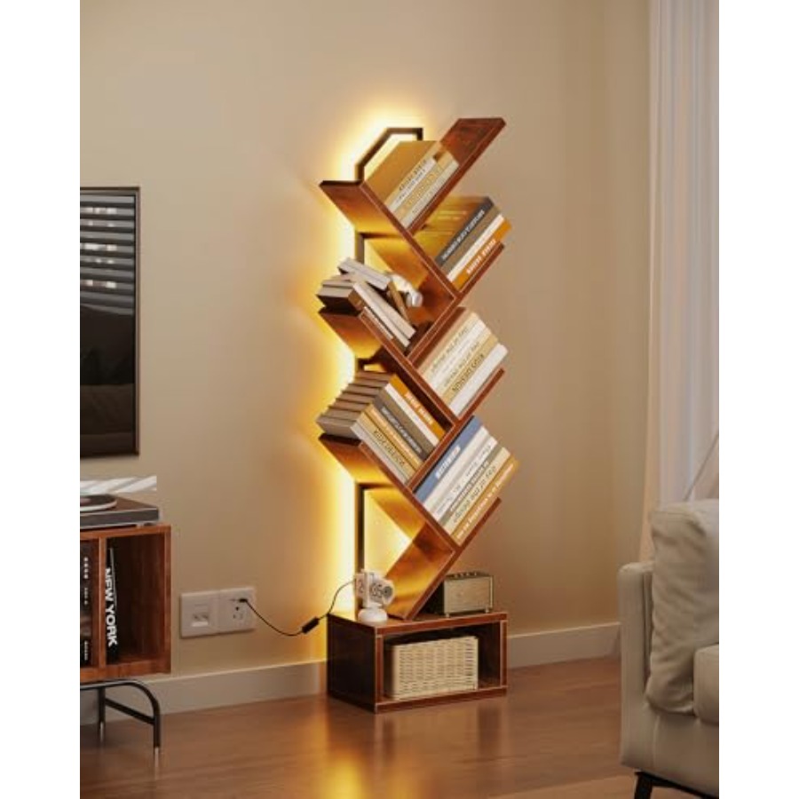 Tree Bookshelf with LED Lights - Lighting Tree Decor avis et prix