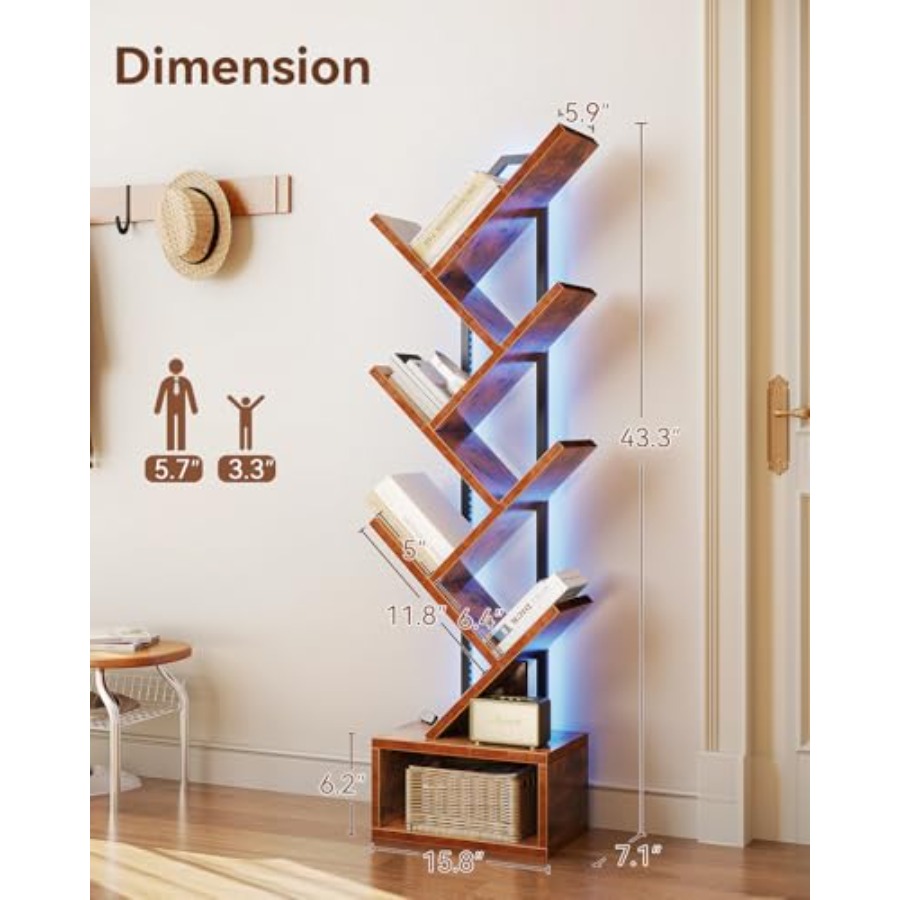 Tree Bookshelf with LED Lights - Lighting Tree Decor avis et prix