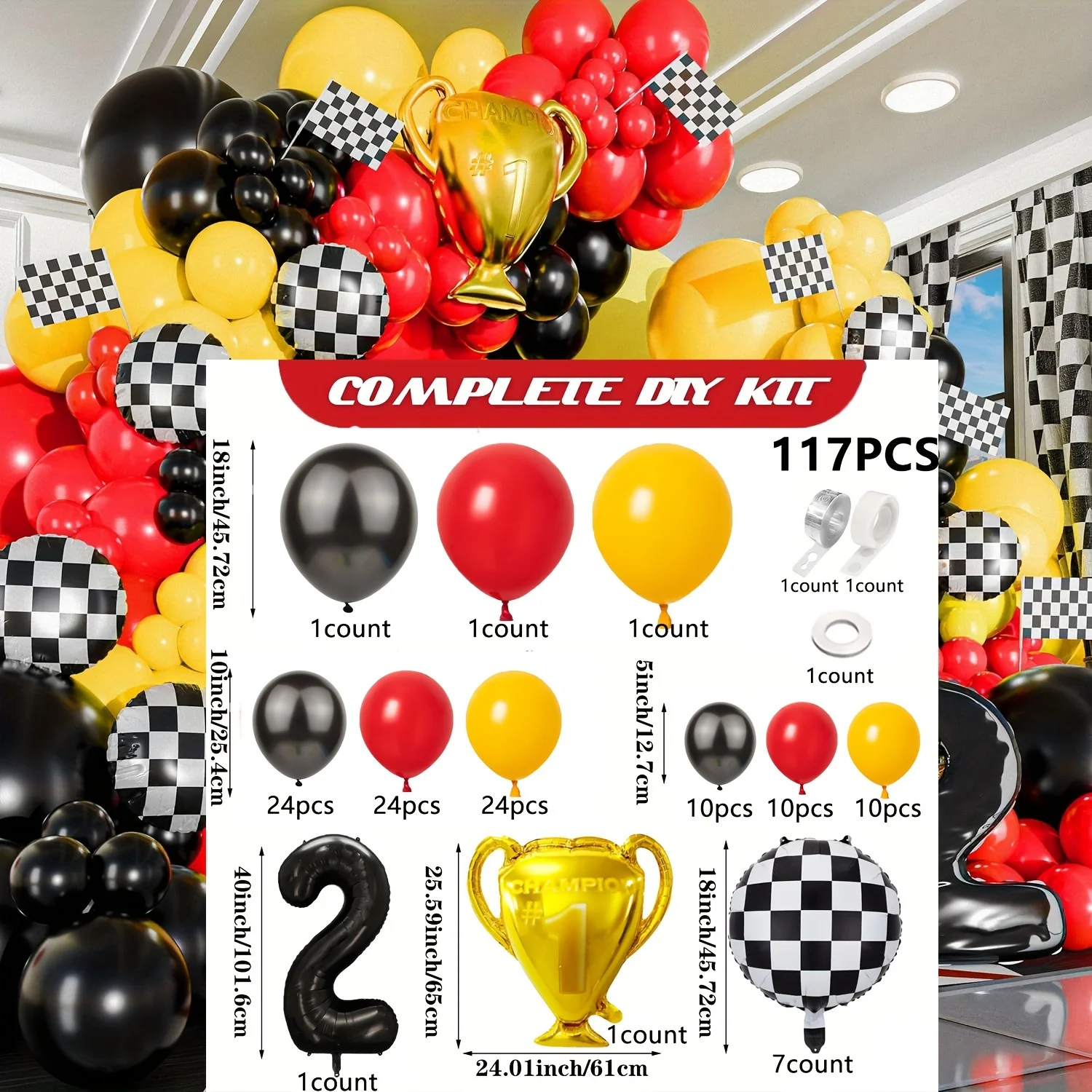 117pcs All-in-one Car Balloon  - Lighting Mcqueen Birthday Decor avis et prix
