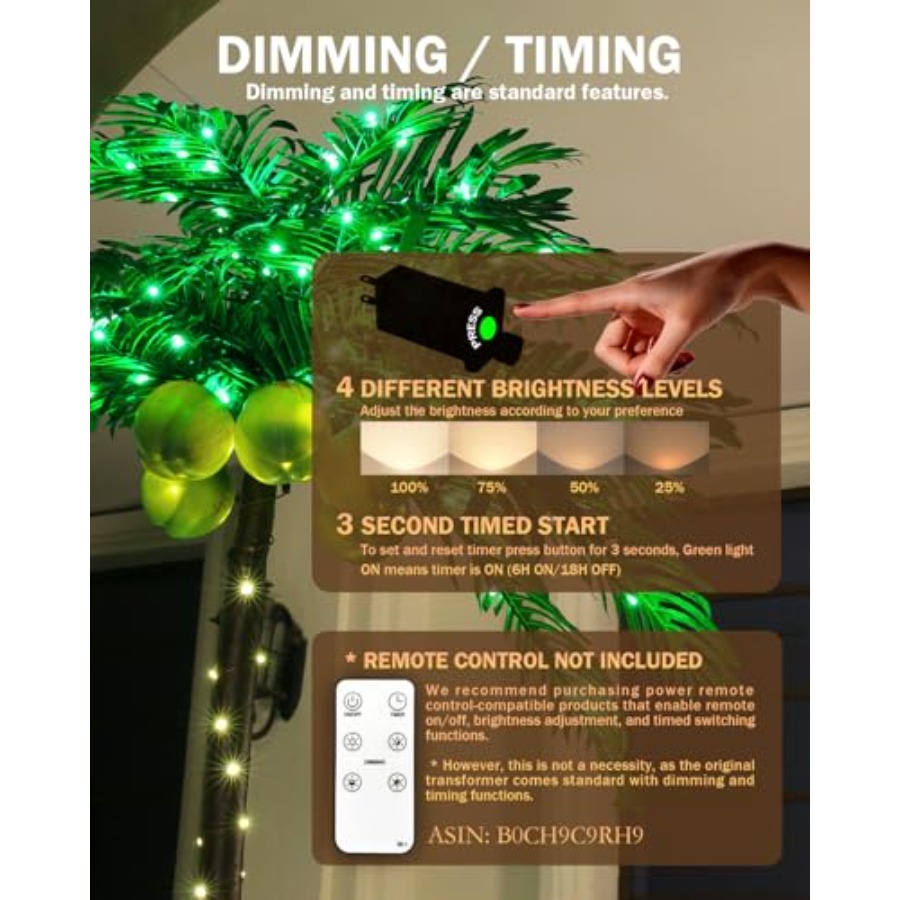 7ft Lighted Palm Tree with 208 - Lighting Tree Decor avis et prix