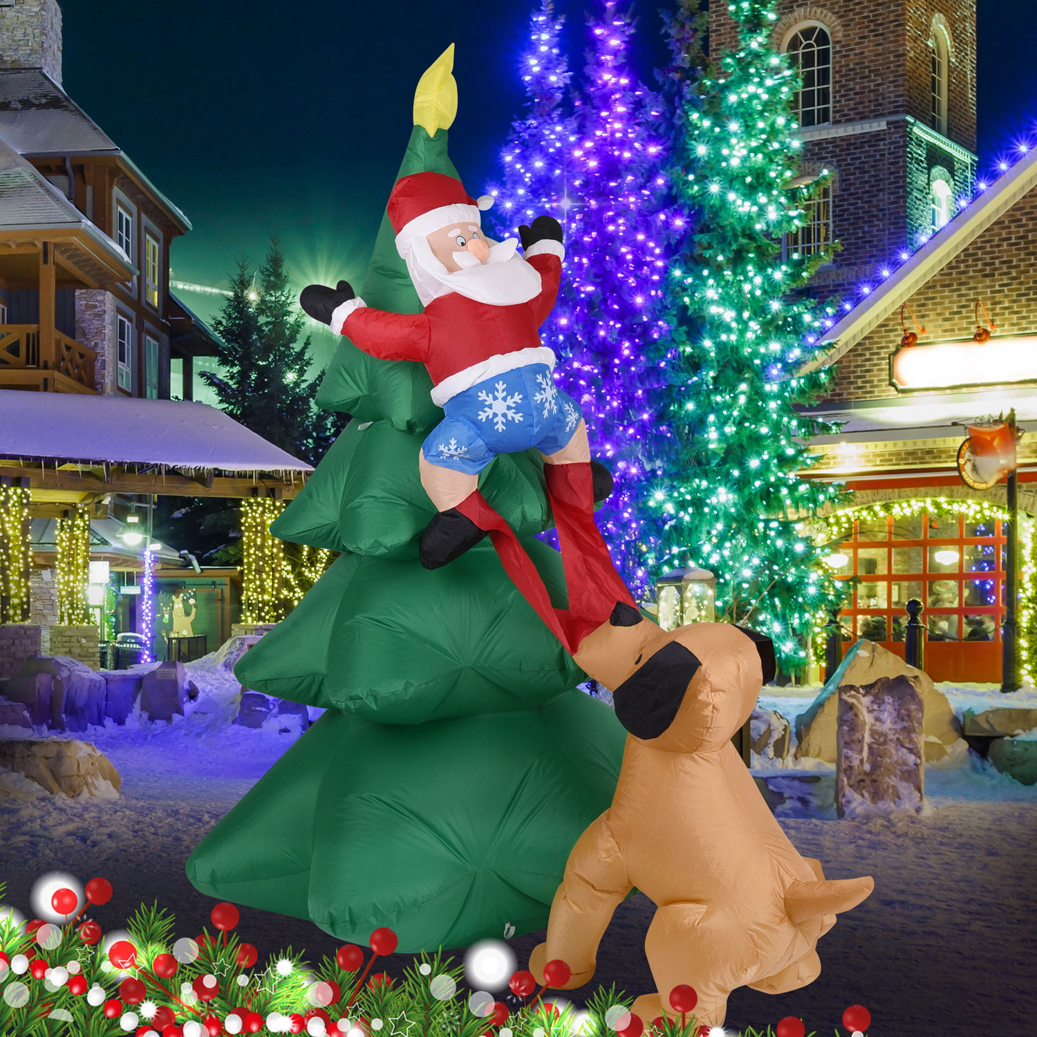 Christmas Inflatable Dog  w/Sa - Lighting Tree Decor avis et prix