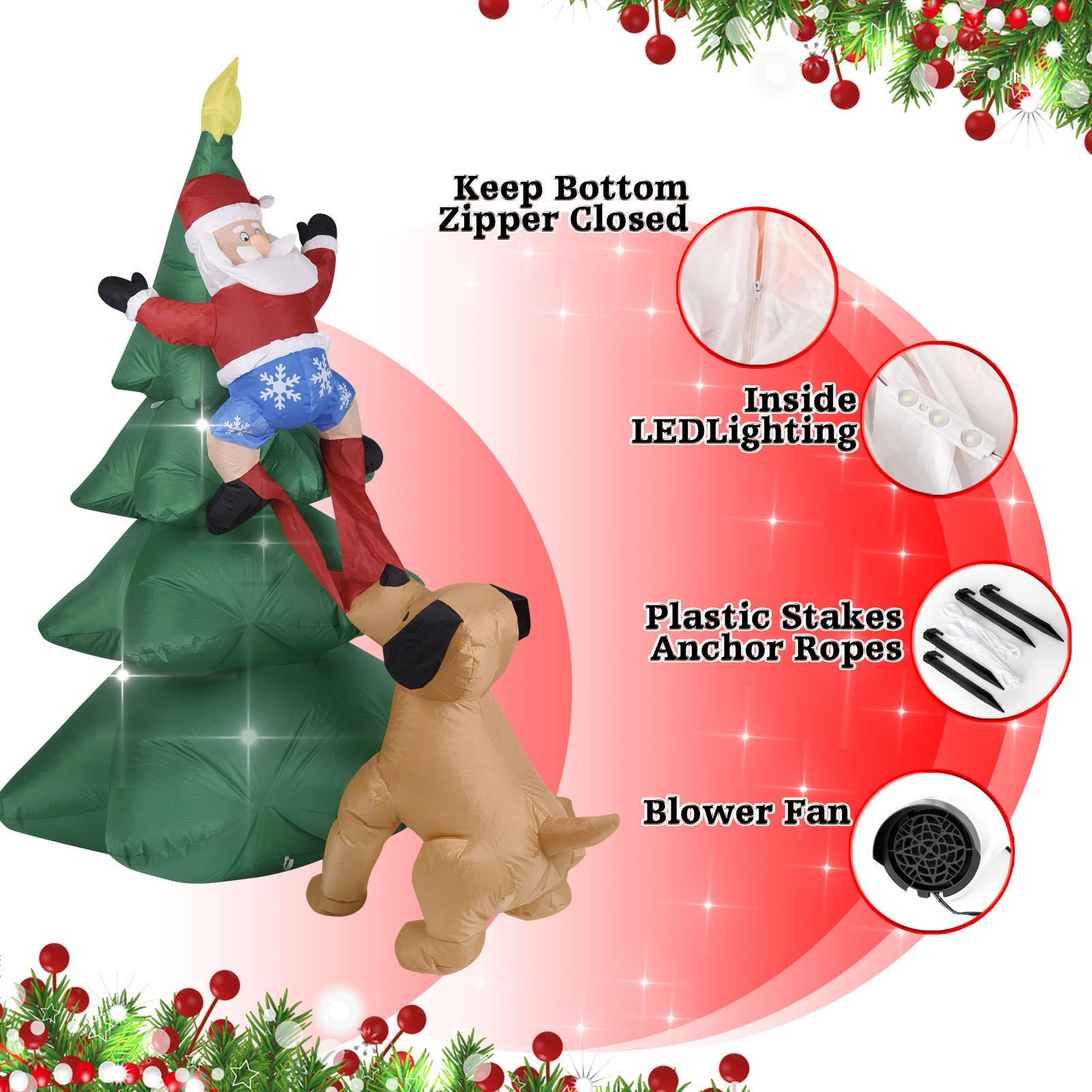 Christmas Inflatable Dog  w/Sa - Lighting Tree Decor avis et prix