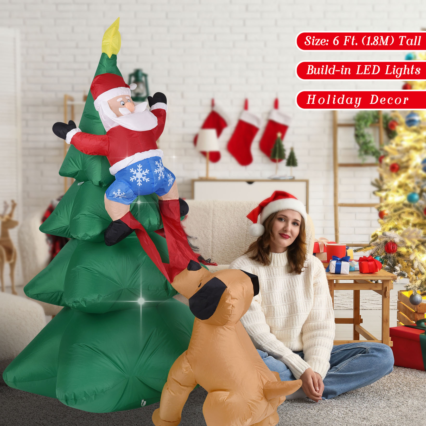 Christmas Inflatable Dog  w/Sa - Lighting Tree Decor avis et prix