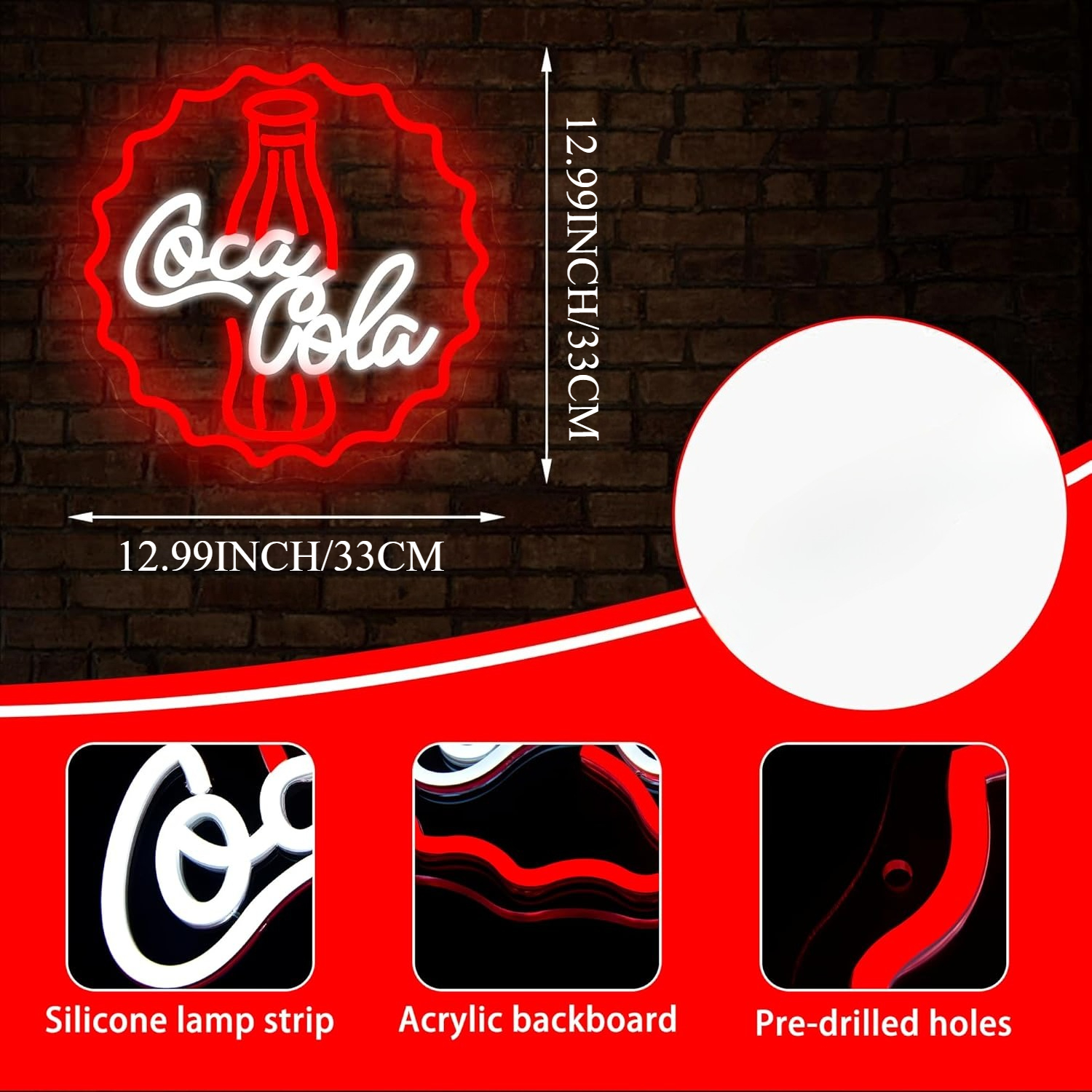 Cola Neon Sign Art Wall Light  - Lighting Decor For Bedroom avis et prix