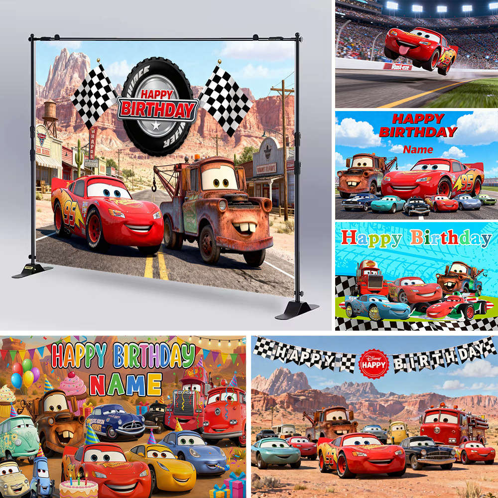 Disney Pixar Cars Custom Backd - Lighting Mcqueen Birthday Decor avis et prix