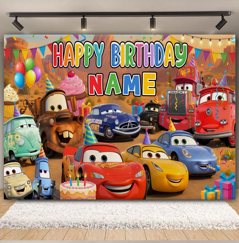 Disney Pixar Cars Custom Backd - Lighting Mcqueen Birthday Decor avis et prix