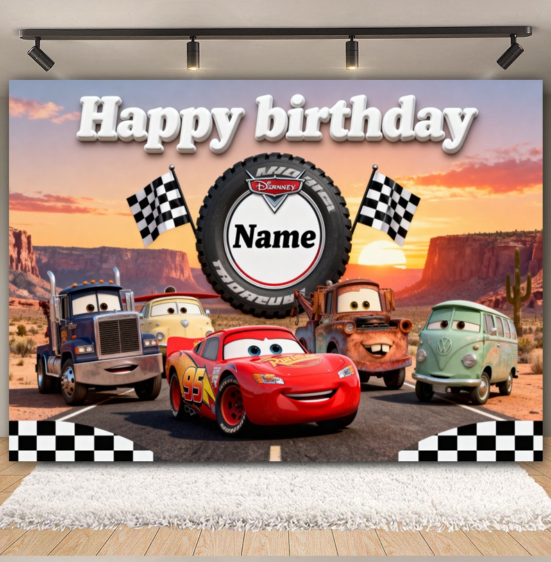 Disney Pixar Cars Custom Backd - Lighting Mcqueen Birthday Decor avis et prix