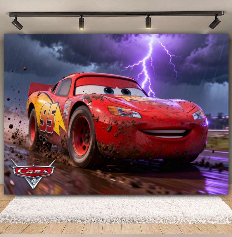 Disney Pixar Cars Custom Backd - Lighting Mcqueen Birthday Decor avis et prix