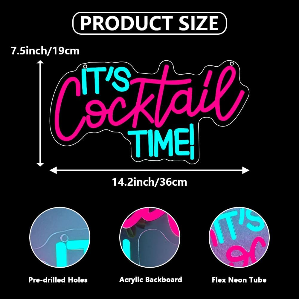 Cocktails Neon Sign USB Powere - Lighting Decor For Bedroom avis et prix