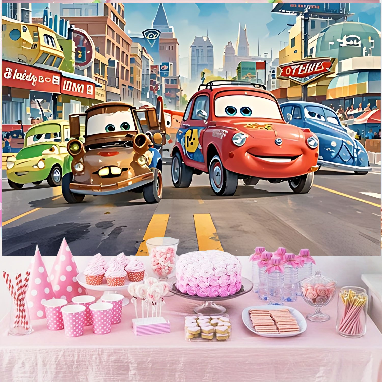 Disney Cars Movie Backdrop Ban - Lighting Mcqueen Birthday Decor avis et prix