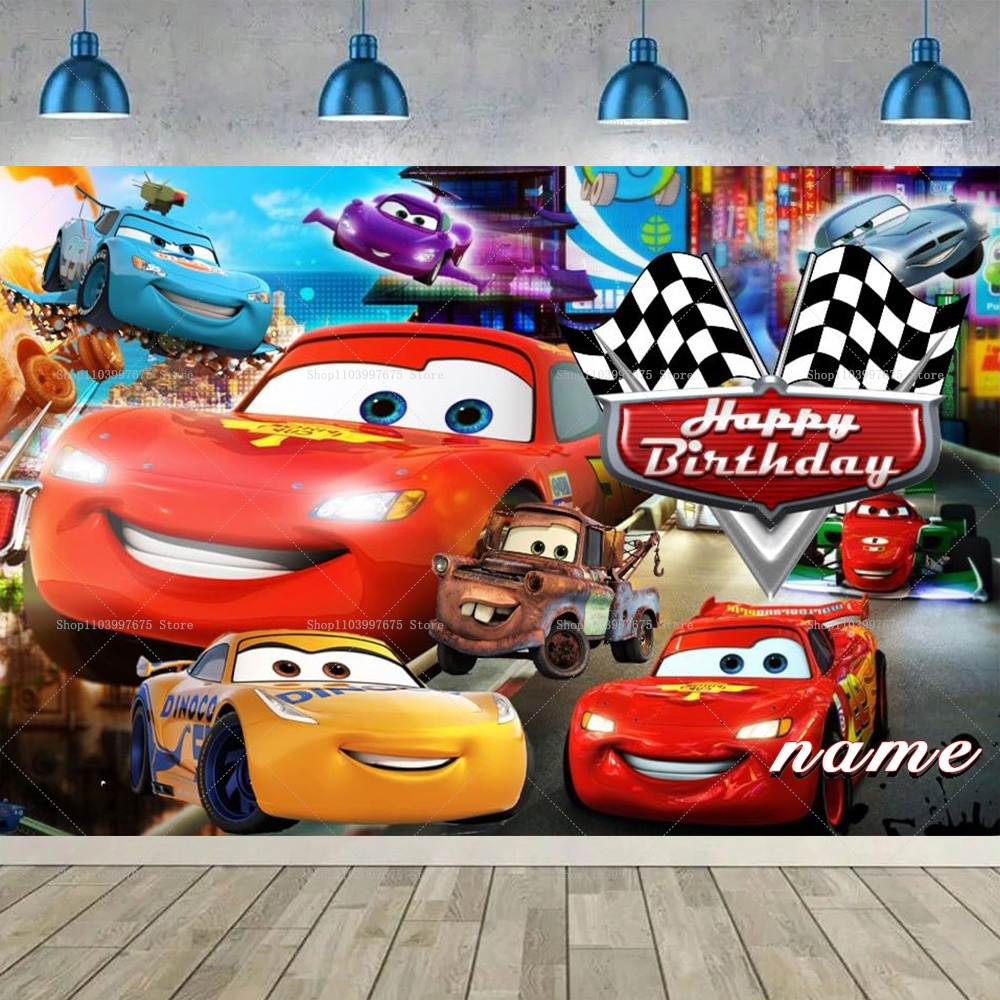 Lightning McQueen Backdrops Ch - Lighting Mcqueen Birthday Decor avis et prix