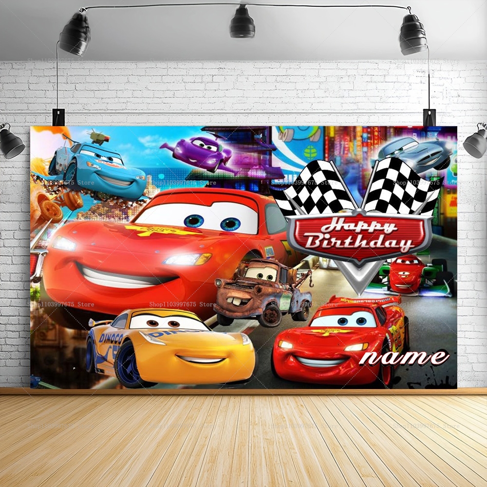 Lightning McQueen Backdrops Ch - Lighting Mcqueen Birthday Decor avis et prix