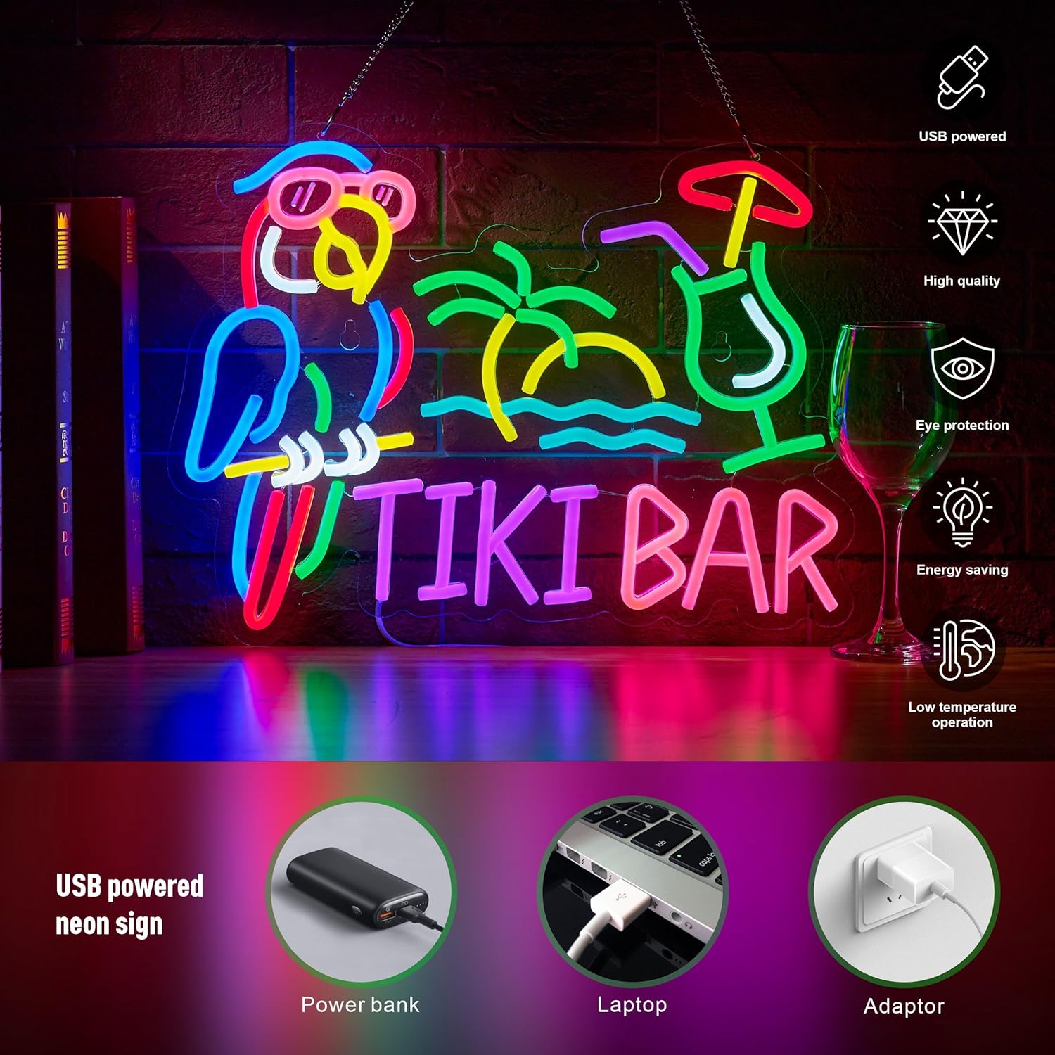 Tiki Bar Parrot Palm Tree Neon - Lighting Tree Decor avis et prix