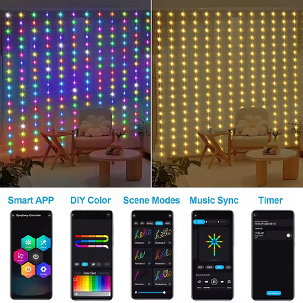 3M RGB Smart LED Curtain Light - Lighting Decor For Bedroom avis et prix